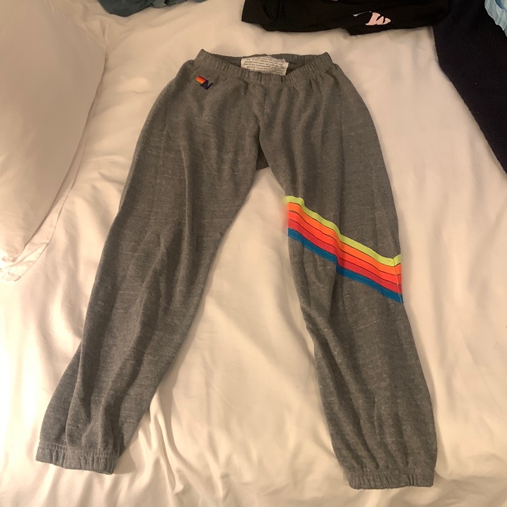 Aviator nation medium striped gray sweatpants